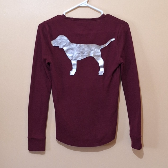 Victoria's Secret Pink Burgundy Waffle Knit Dog Shirt - Picture 2 of 4